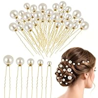 NEBURORA Haarnadeln mit Perlen für Hochzeiten, U-Form, Perlen-Haarschmuck für Bräute, Brautjungfern und Frauen, Gold, 36 Stück