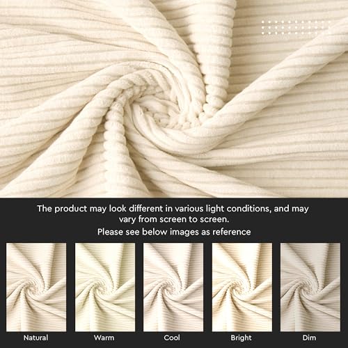 Image of Encasa XO Corduroy Fabric by the Meter, 59 inch Wide Premium 238 GSM Polyester Upholstery & Sewing Material, Soft Ribbed Off White Fabric for Sofa /Cushion Covers, Trousers, Curtains & DIY Crafts