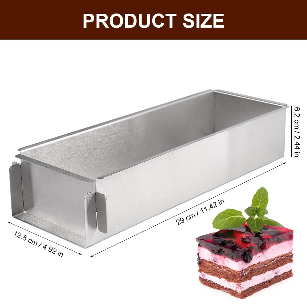 DGN Forma Tiramisù in Acciaio Inossidabile, Stampo Rettangolare Mousse Riutilizzabile Telaio Rettangolare Regolabile Rivestimento Antiaderente per Preparazione di Brownie, Cheesecake, Pane, Tiramisù