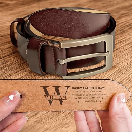 Personalized Happy Father's Day Belt For Dad, Custom Engraved Leather Belt for Father, Father's Day Gift from Son or Daughter, Adjustable Mens Belt for Husband, Thoughtful Gift for Dad, Birthday2