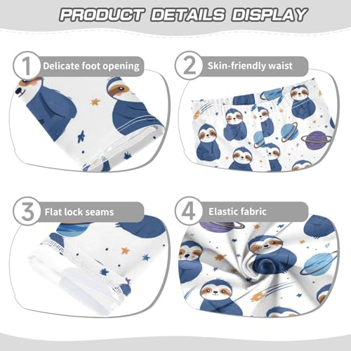 Vdsrup Girls Leggings Sloth Planet Blue Kids Ankle Length Leggings Pants Athletic Yoga Pants Toddler Tights Trousers 4T3