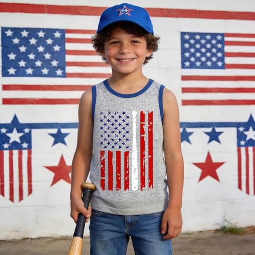 Image of 4th of July Tank for Boy Girl American Flag Shirts Kids Patriotic Outfit Independence Day Sleeveless Tops 2-7T