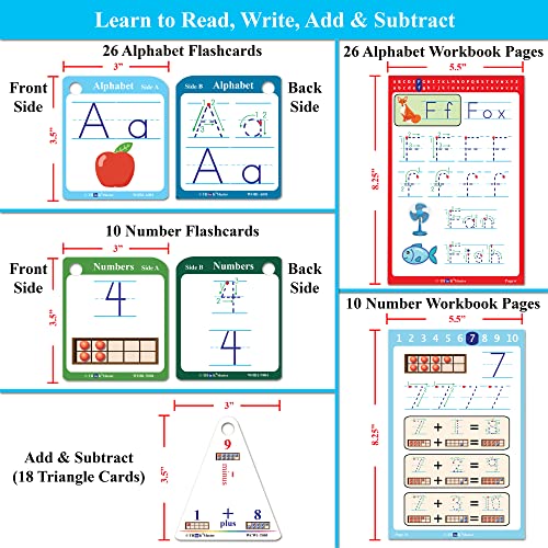 Cahier laminé et cartes flash alphabet réutilisable et effaçable pour prék avec marqueur