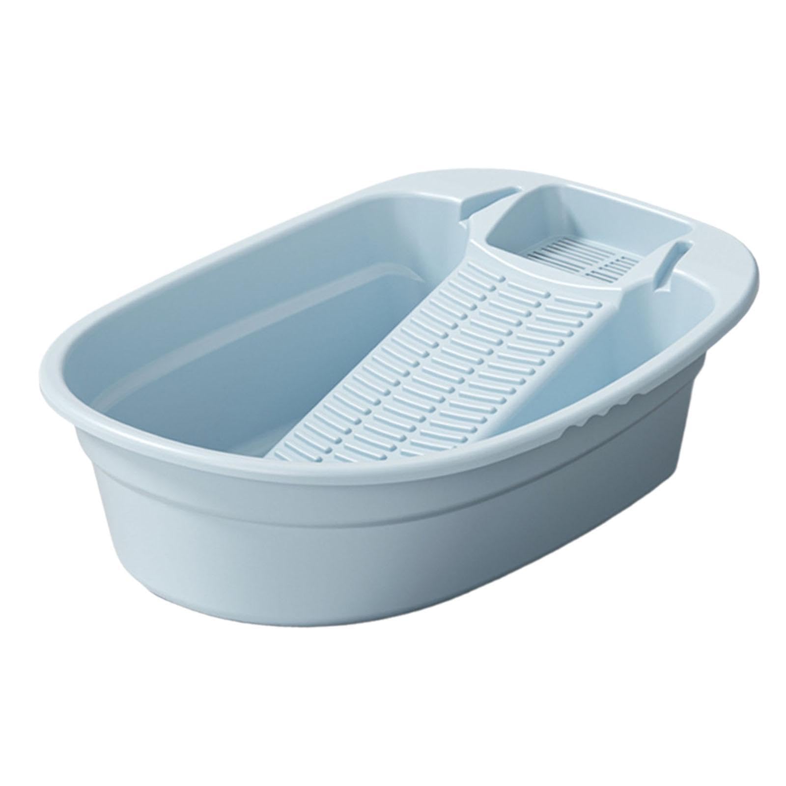 Qlecxzi Blue Laundry Basin With Washboard Convenient Solution Lightweight Baby Clothes Efficient Cleaning Household Tool Laundry Basin With Washboard Mini Hand, 18.90X14.96x5.51 Inch