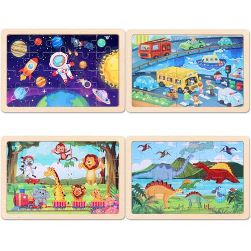 image for NASHRIO Wooden Educational Jigsaw Puzzles for Preschool Kids Ages 3-5,