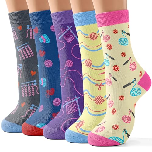 Jeasona Womens Crochet Lovers Socks Gifts for Crocheters Funny Knitting Gifts for Knitters