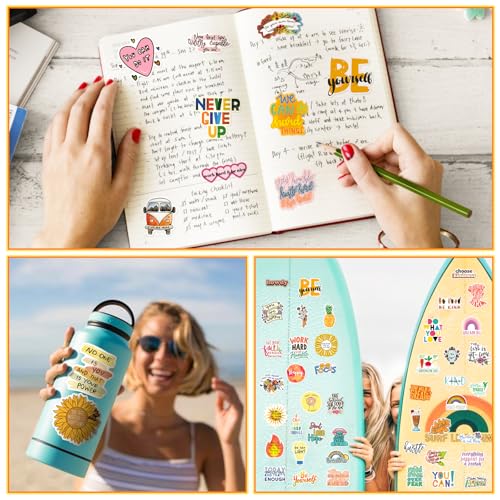 Image of 300PCS Inspirational Stickers for Water Bottles & Laptop, Aesthetic Positive Quote Vinyl Decals, Waterproof Motivational Stickers for Teens Adults, Journals, Scrapbook, Skateboard, Gift