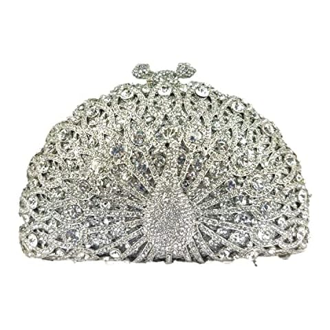 Elegant Crystal Clutches For Women Peacock Clutch Bag Evening Purses and Handbags silver Size: S Cover