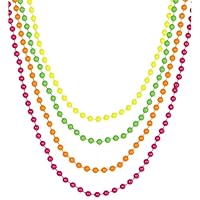 W WIDMANN MILANO Party Fashion - Neonfarbenen Perlenkette, 4 Stück, für Hals oder Arm, Accessoire 80er Jahre Outfit Karneval