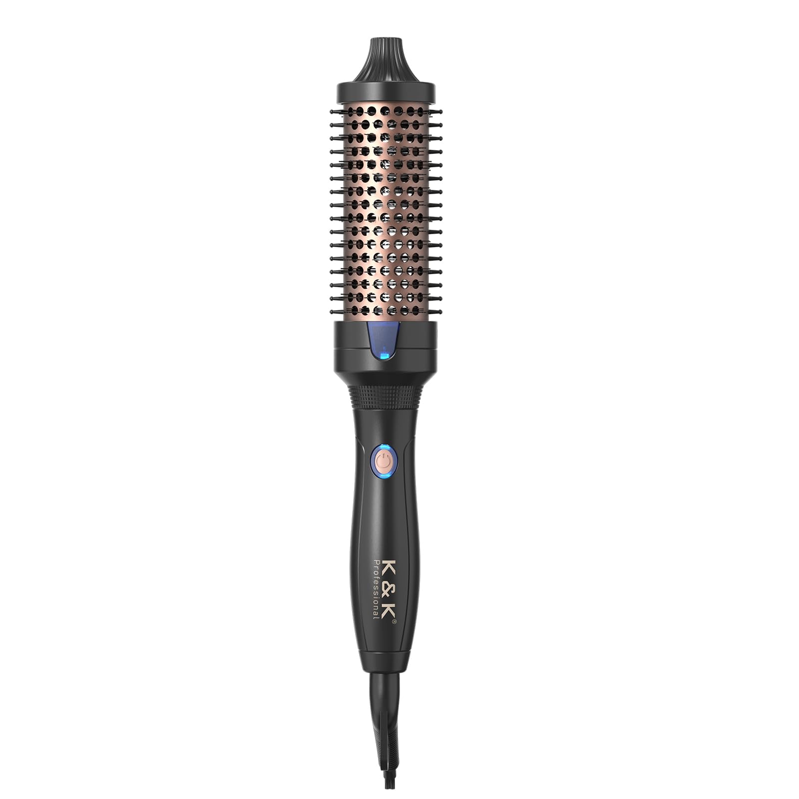 K&K Heated Curling Brush - 1.5 Inch Ceramic Tourmaline Ionic Volumizing Hot Brush for Root Volume & Loose Curls (Black)