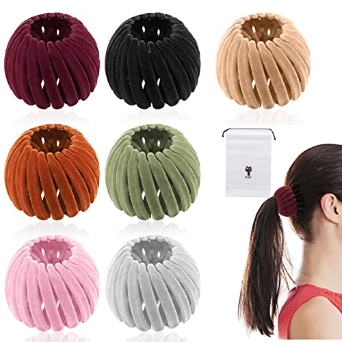 SelfTek 7 Stück retro Pferdeschwanz Haarnadel Beflockung Vogelnest Haarspange Duttmacher Haar Spangenklammer Accessoire Haarschmuck Lockenstab erweiterbare Haarspange für Damen,Mädchen (mehrfarbig) Cover