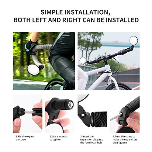 Mempedont bike mirror, bicycle riding rearview mirror, HD safety rearview mirror, convex mirror with adjustable handlebar installation, suitable for mountain road bikes - Thumbnail 6