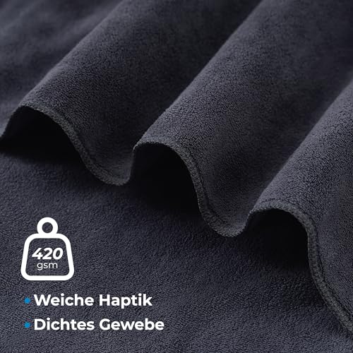 ZENACROSS - Fitness Handtuch Mikrofaser 120x50 - Schnelltrocknend, Reißverschlusstasche - Weiches Sporthandtuch fürs Fitnessstudio & Gym - Dunkelgrau 6