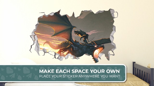 AdesiivoStudio Dragon Wall Decal - Dragon Decor - Fantasy, Modern Style - Black - Peel & Stick - Fade Resistant - Wall Decal (30"W X 18"H (76cm X 46cm - View #7