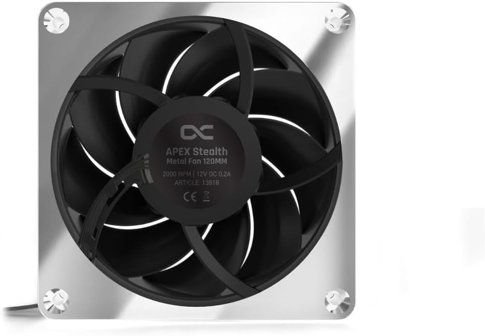 Alphacool Apex Stealth Metal Power Fan, 3000 RPM, Chrome, 2-Pack