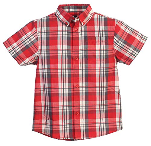 Image of Gioberti Boys Casual Plaid Checked Short Sleeve Button Down Shirt