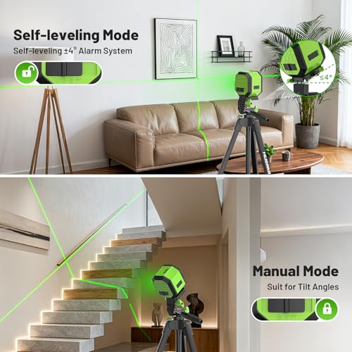 Image of Laser Level with 60 Inch Tripod, Fathers Day Dad Gifts, Huepar 100Ft Self Leveling Laser Level Rechargeable Green Cross Line Lazer Leveler Tool for Picture Hanging, Magnetic Bracket & Target Plate