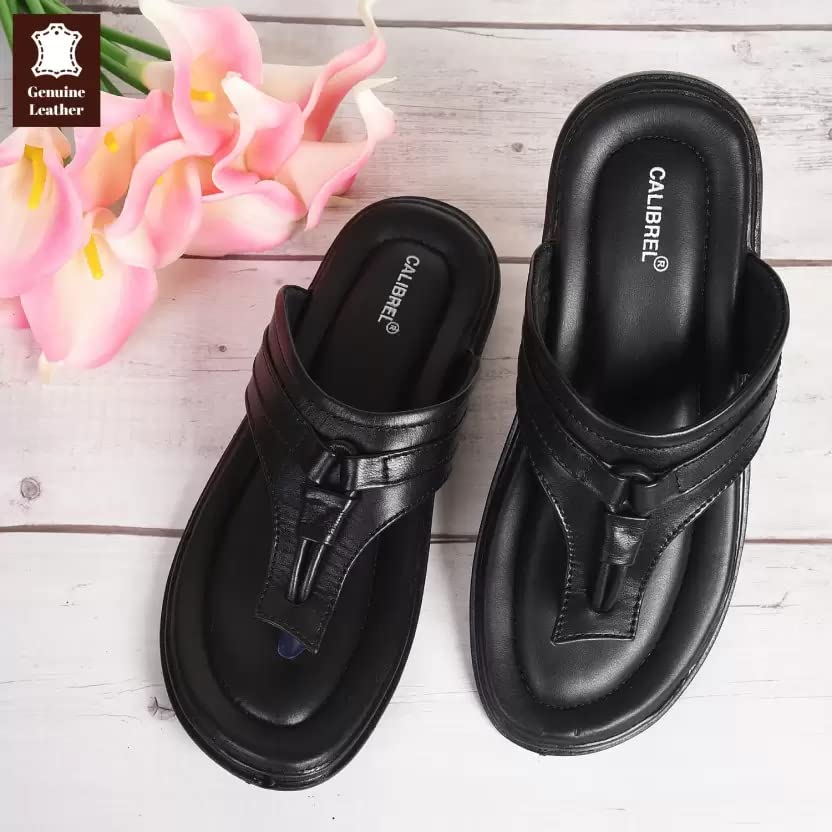 CALIBREL Chappal for Men Casual Slippers for Boys and Mens Stylish Thong Sandals Chappals for Perfect Looks Black and Brown