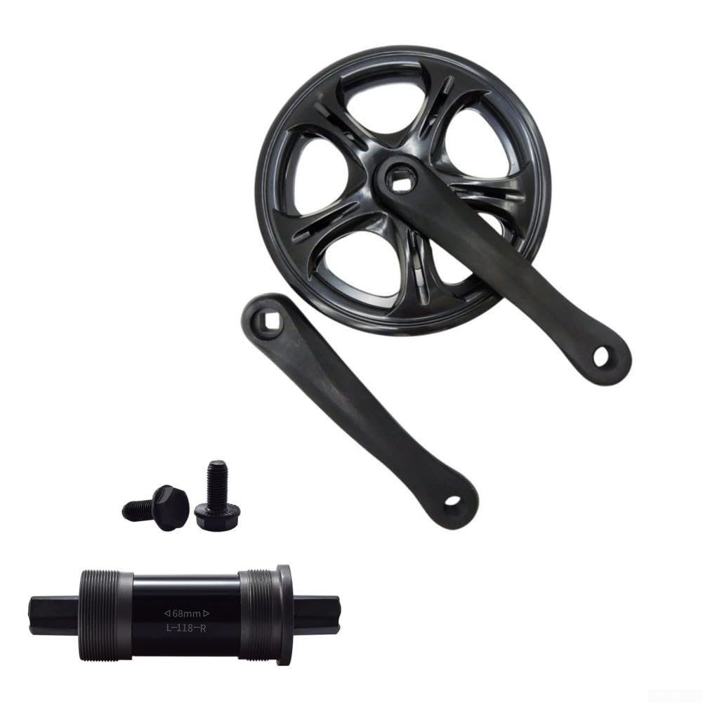 Yhenlovtt Guarnitura pieghevole per bicicletta, 48 denti, 170 mm, corona in lega, foro quadrato, movimento centrale per cambio a velocità singola (guarnitura + 118BB)