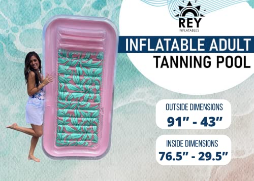 Pink Reybed Tanning Pool – Outdoor Lounge Pool I Adult Kiddie Blow Up Pool I Blowup One Person Personal Pool For Relaxation And Sunbathing Adult Suntan Tub #TOP4