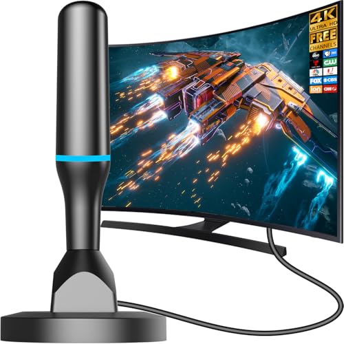 Image of TV Antenna for Local Channels, Digital Antenna for Smart TV Indoor 4K HD | Magnetic Base, OTA HDTV Antenna Indoor with 360 Reception and 8.2 ft Cable for TVs with a Built-in ATSC Tuner