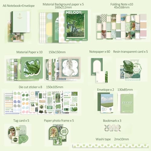 Image of Paper Vintage Aesthetic Scrapbook Kit(346Pcs) Scrapbooking Supplies Kit with Bullet Junk Journal,Stationery,A6 Grid Notebook Journaling Gift for Girl (Poetry Scrapbook), Multi Color