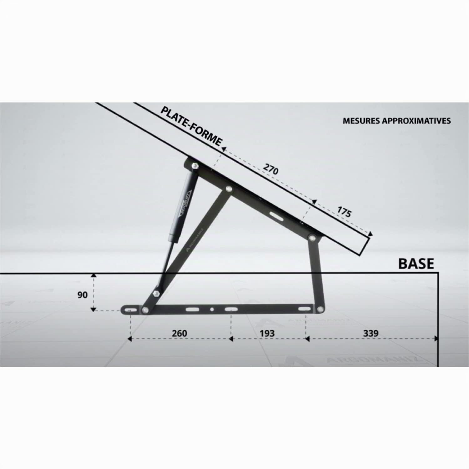 Set de 2 Charnières pour Lit Coffre avec Ressorts de 1250N - Idéal pour Lit Coffre de 150 cm - Système de Rondelles en Nylon Anti-bruit - Cuens