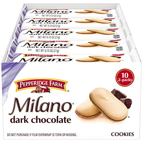 Image of Pepperidge Farm Milano Dark Chocolate Cookies, 7.5 oz. Multi-pack Tray, 0.75 Ounce (Pack of 10)