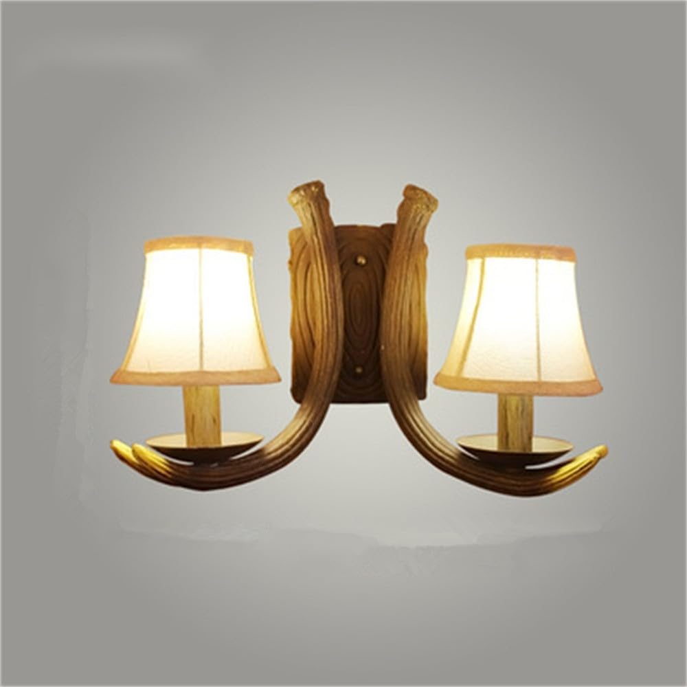 KXEcoLife American Retro Antlers Wall Lamp LED Personality Creative Living Room Restaurant Bedroom Villa Clothing Store Cafe Bar Log Cabin Aisle Light (Style 11)