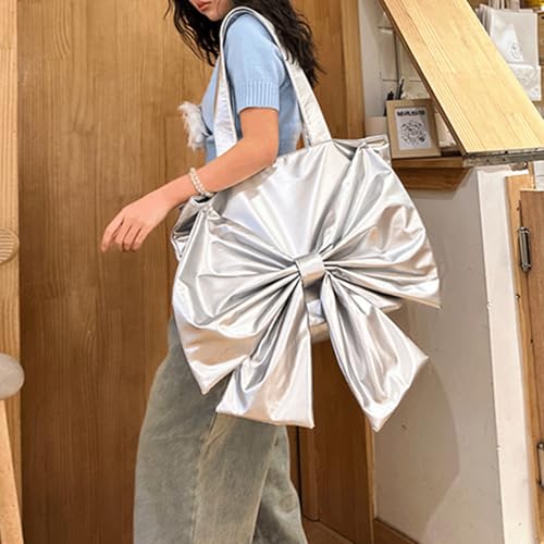 Bow Purse Oversized Bow Tote Bag Large Shoulder Bag with Zipper Statement Handbag Stylish Trendy Gift for Women2
