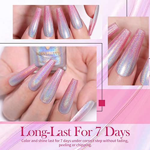 Born Pretty Glitzer Nagellack, Thermo Nagellack Holographic Nagellack Thermoeffekt Glitter Regenbogen Shining Glitter… – Bild 4