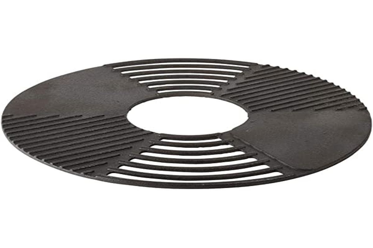 Esschert Design Grille de cuisson en fonte pour brasero Ø 60 x 1,3 cm avec rainures et surface de cuisson