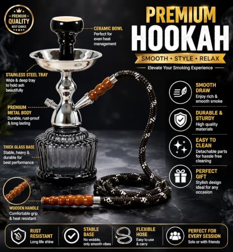 Generic Black Glass Hookah Set Pack of 1 - Image 3