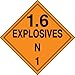 Accuform MPL135CT100 PF-Cardstock Hazard Class 1/Division 6N DOT Placard, Legend"1.6 Explosives N 1", 10-3/4" Width x 10-3/4" Length, Black on Orange (Pack of 100)