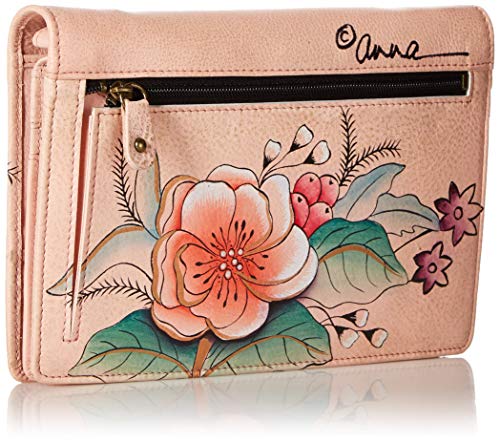 Anna By Anuschka Women’s Hand-Painted Genuine Leather Flap Organizer Wallet - Vintage Garden #TOP1