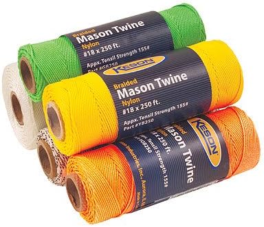 Keson WB250#18 Braided Nylon Mason Twine, White, 250' L