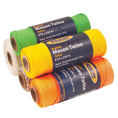 Keson YB250 12-pack #18 Yellow Braided Nylon Mason Line, 250-ft, 155-lb Tensile Strength