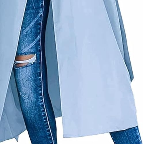 Light Blue Maiyifu-GJ Women's XX-Large Windproof Double Breasted Trench Coat - Image 6