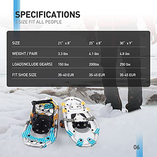 G2 16 Inch Kids Snowshoes Set With Trekking Poles, Snow Baskets, Storage Bag, Fast Ratchet Binding Design, For Child Youth Boys And Girls, Blue #TOP5