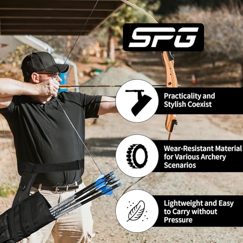 SPG Hip Quivers for Archery - Arrow Quiver with Molle System Quiver Arrow Holder with Adjustable Waist Belt Arrow Bag for Longbow Recurve Bow Hunting Practicing (Black)