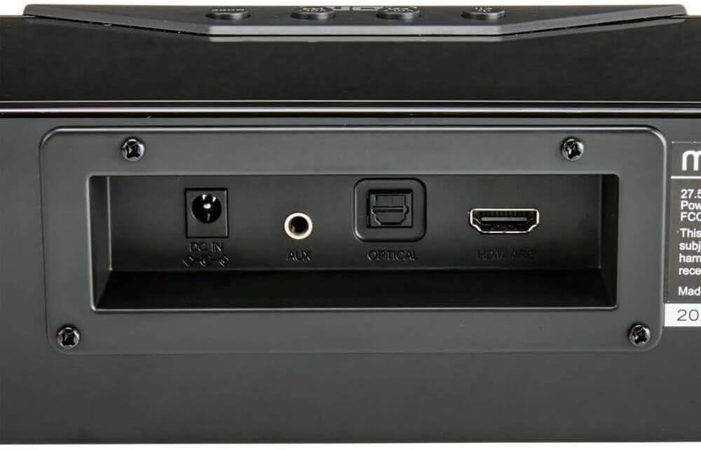 Rear panel connections of Memorex MX-SB270 Soundbar