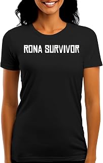 Rona Survivor - Funny Women's Graphic Tee – Stylish Juniors Cut T-Shirt for Casual Everyday Wear CP05 Black