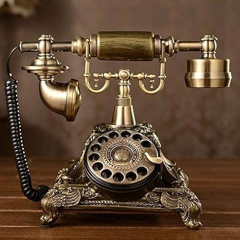 XICHEN Resin Imitation Copper Vintage Style Rotary Retro Old Fashioned Rotary Dial Home and Office Telephone Cover