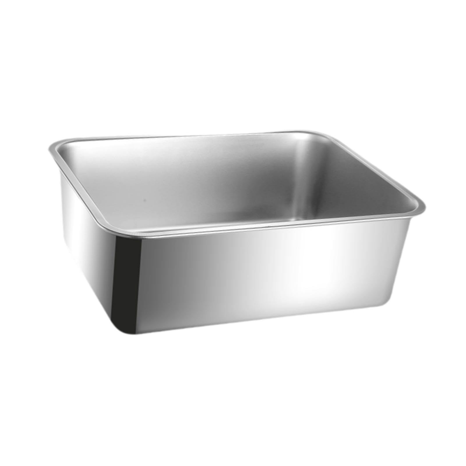 Katzenklo Edelstahl Katzenstreu Box Katzentoilette Hohe Seiten Offene Streuwanne rutschfest Leicht zu Reinigen für Kleine Katzen Und Kaninchen Innenbe, 44.5 cm X 34.5 cm
