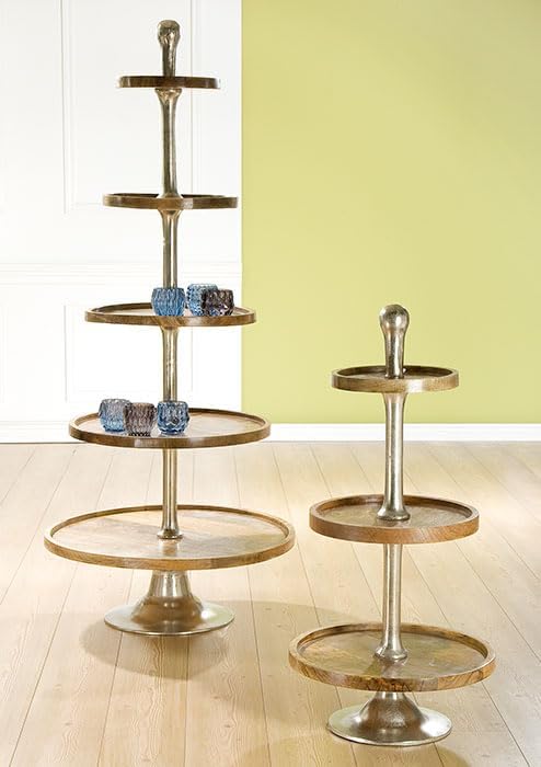 Cake Stand, Mango Wood, Natural Colours, Silver Coloured, PU 1, L 73 cm, W 73 cm, H 173 cm