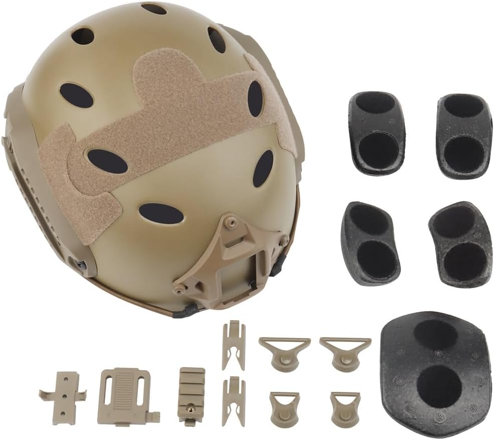 PJ Type Airsoft Helmet Set with Tactical Mask & Side Rails - Tactical Gear for Paintball Hunting Shooting Training