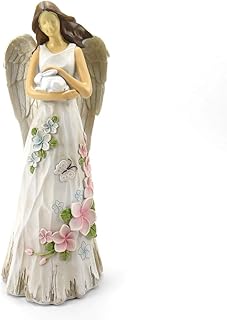 JUSTSWAG StoneHouse an Angel in A Floral Dress Hugging A Rabbit. 12 inches - Aeiniweraabbcc