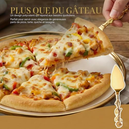 Mezchi Ensemble couteau à gâteau et pelle à gâteau de mariage - Ustensiles de découpe de gâteau vintage doré - Ensemble de tranches à gâteau pour cadeau de mariage, anniversaire, fête, anniversaire de – vue 5