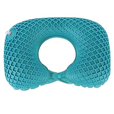 GOWENIC Inflatable Travel Neck Pillow, U Shaped Headrest Cushion, Press to Inflate Lightweight Portable Neck Pillow for Airplane Train Car Office (Peacock Blue)