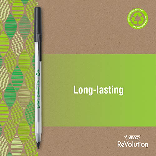 Bic Ecolutions Round Stic Ballpoint Pens, Medium Point (1.0Mm), 50-Count Pack, Black Ink Pens Made From 97% Recycled Plastic #TOP7